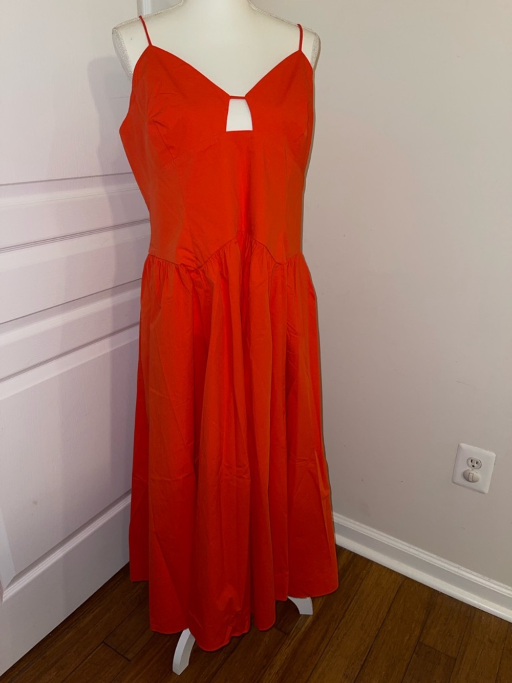 Orange Spaghetti Strap Midi Dress